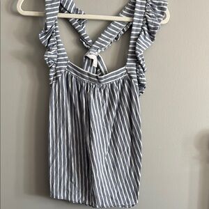 Striped Sleeveless Top with Ruffle Straps